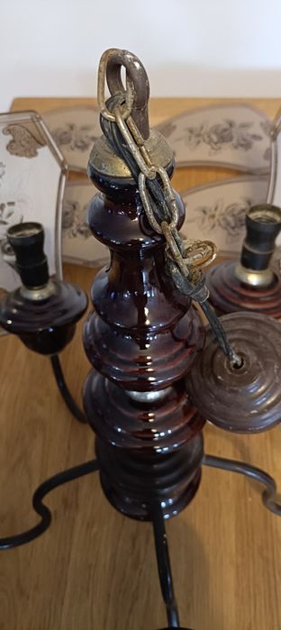 Piękny stary ceramiczny żyrandol PRL