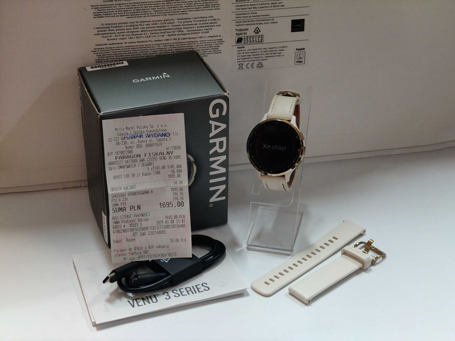 Smartwatch GARMIN Venu 3s 41mm Biało-złoty | Komplet z gwarancją!