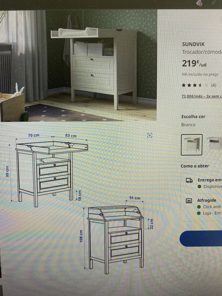 Trocador / Cómoda IKEA Sundvik como novo