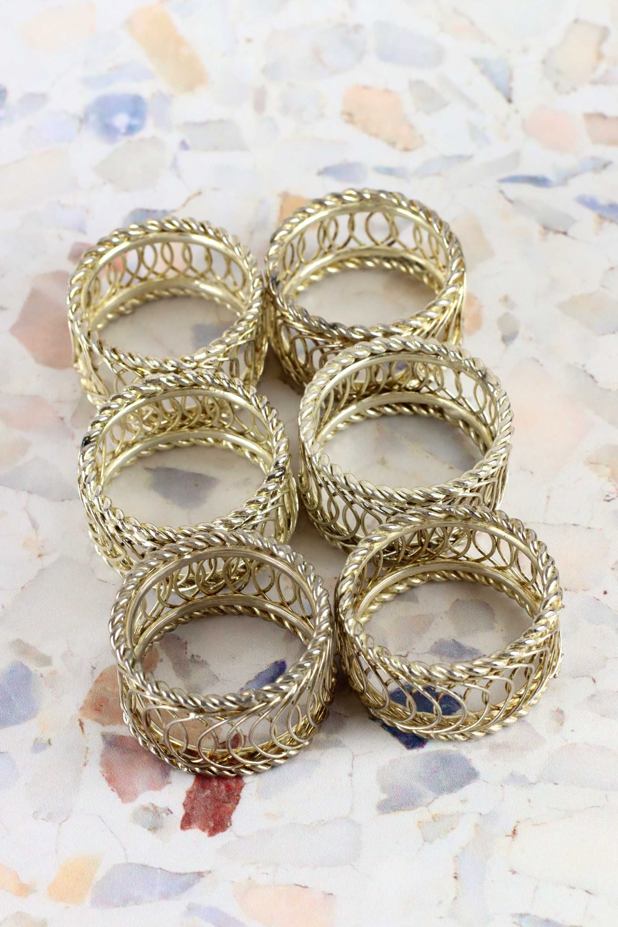Metalowe obrączki na serwetki pierścienie vintage prl