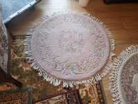 Piękny ręcznie tkany wełniany okrągły dywan średnica 95cm