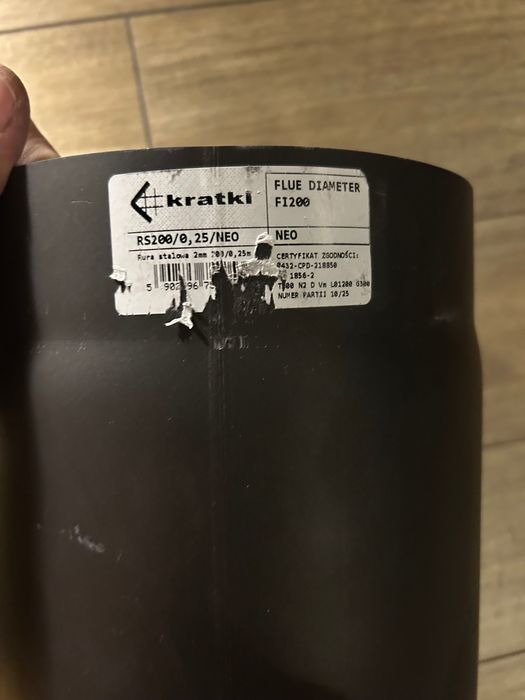 Rura stalowa 200/0,25m do przewodów kominowych