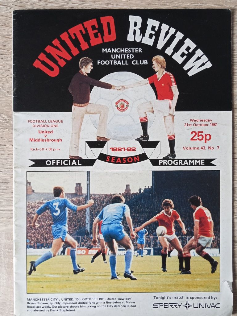 Manchester Utd - Middlesbrough F.C. program meczowy Super Unikat