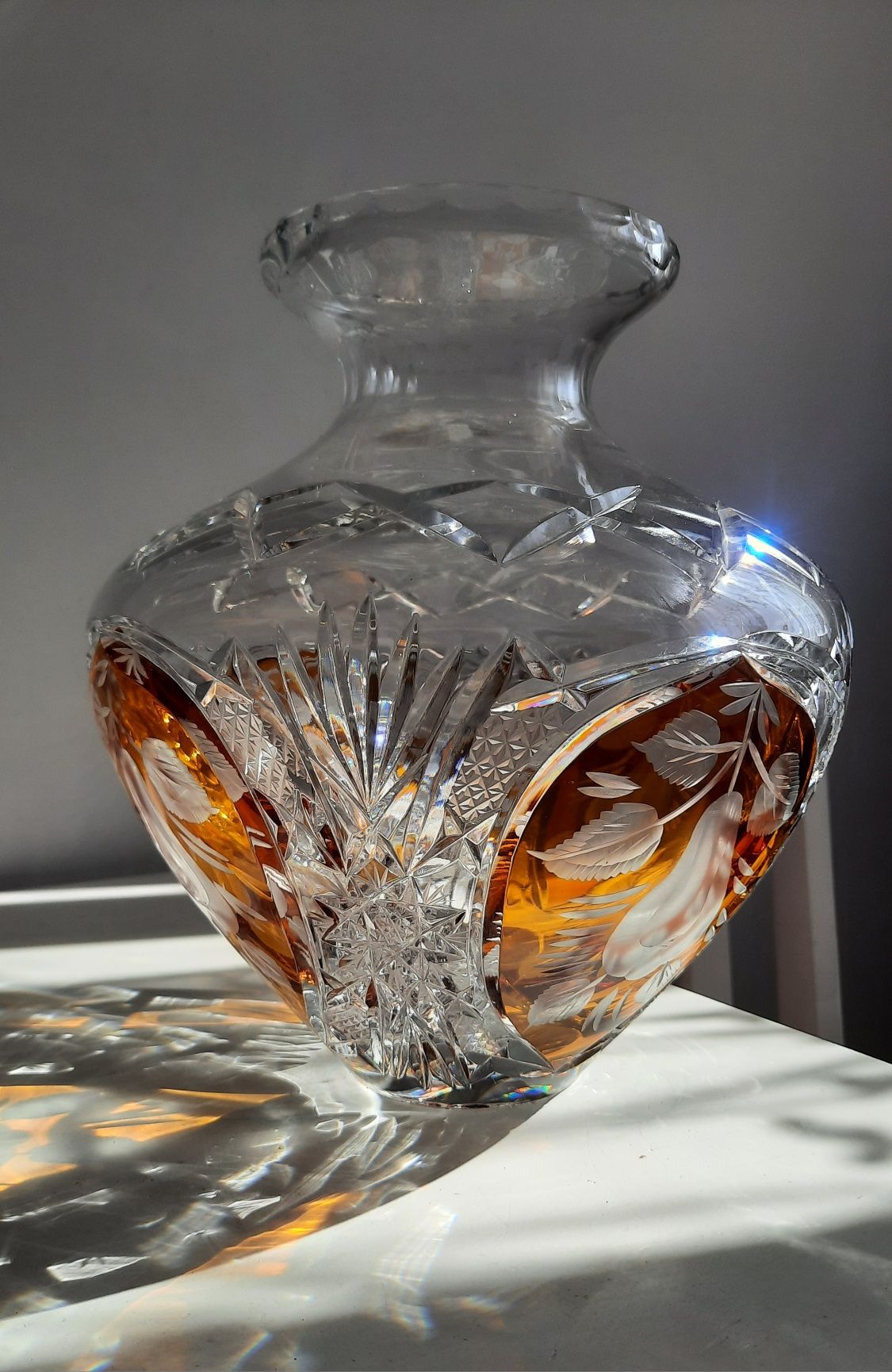 Wielki, piękny, wazon kryształowy PRL.