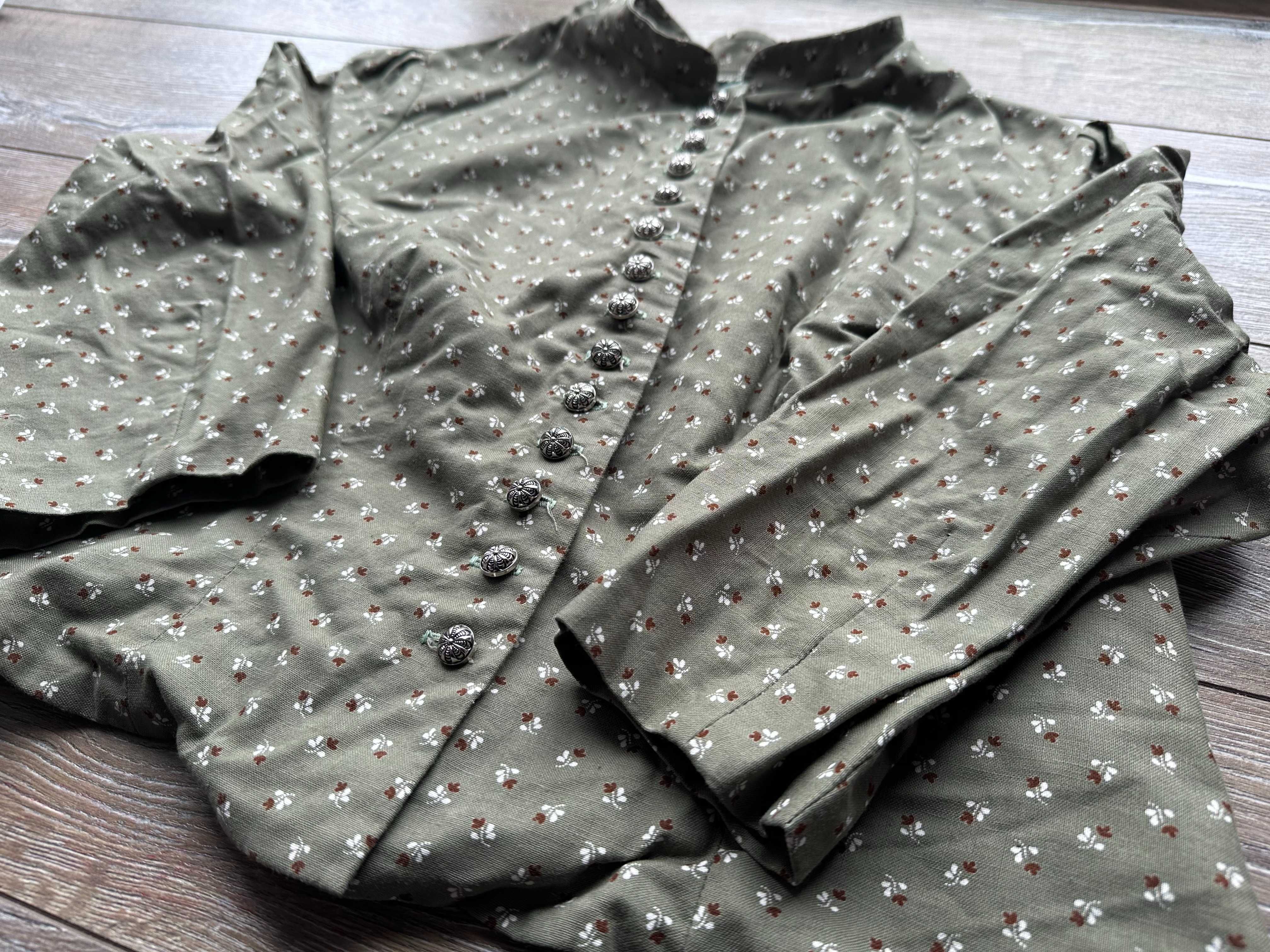 Krótka marynarka z delikatnym wzorem Żakiet Khaki Zgnita Zieleń M 38