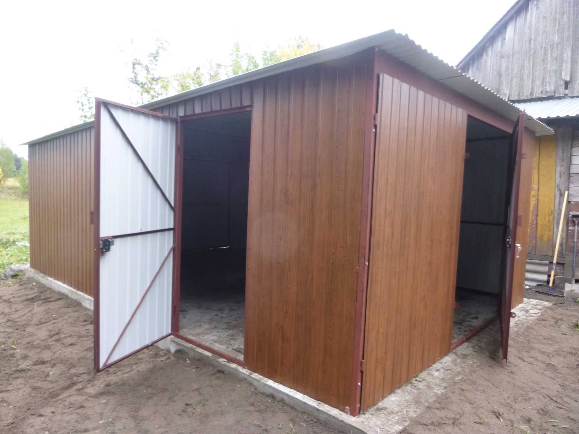Garaż blaszany drewnopodobny Garaż PREMIUM blaszak dąb orzech 4x5 4x6