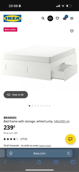 Cama IKEA BRIMNES king com colchão incluído