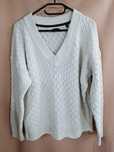 Sweter kremowy Gant M 38 oversize bawełna V serek ecru