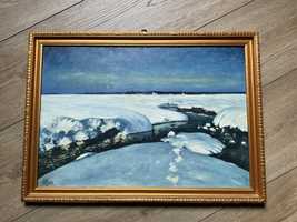 Obraz Zimowy Krajobraz Rzeka Zima 52 x 38 cm