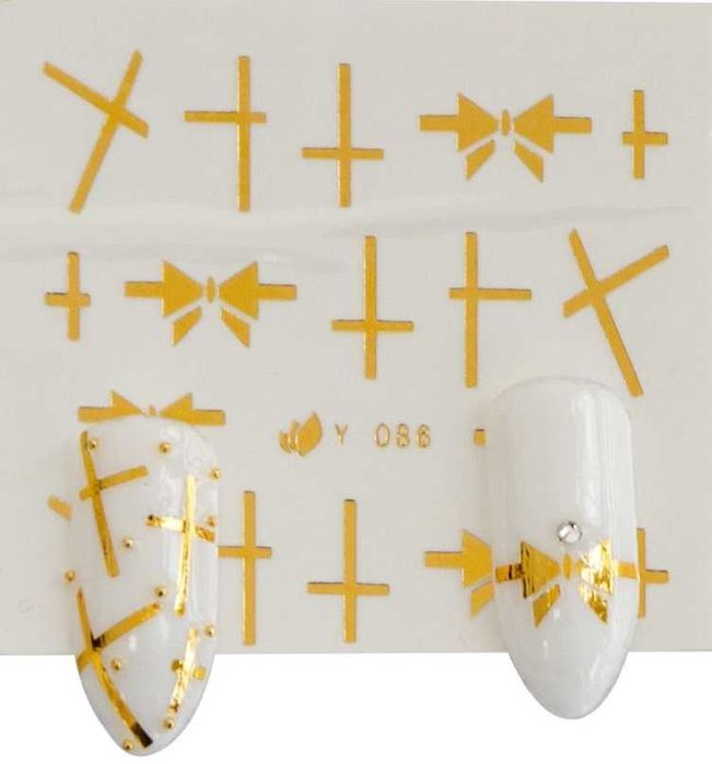 Y86 naklejki wodne złote do zdobienia paznokci wstążki