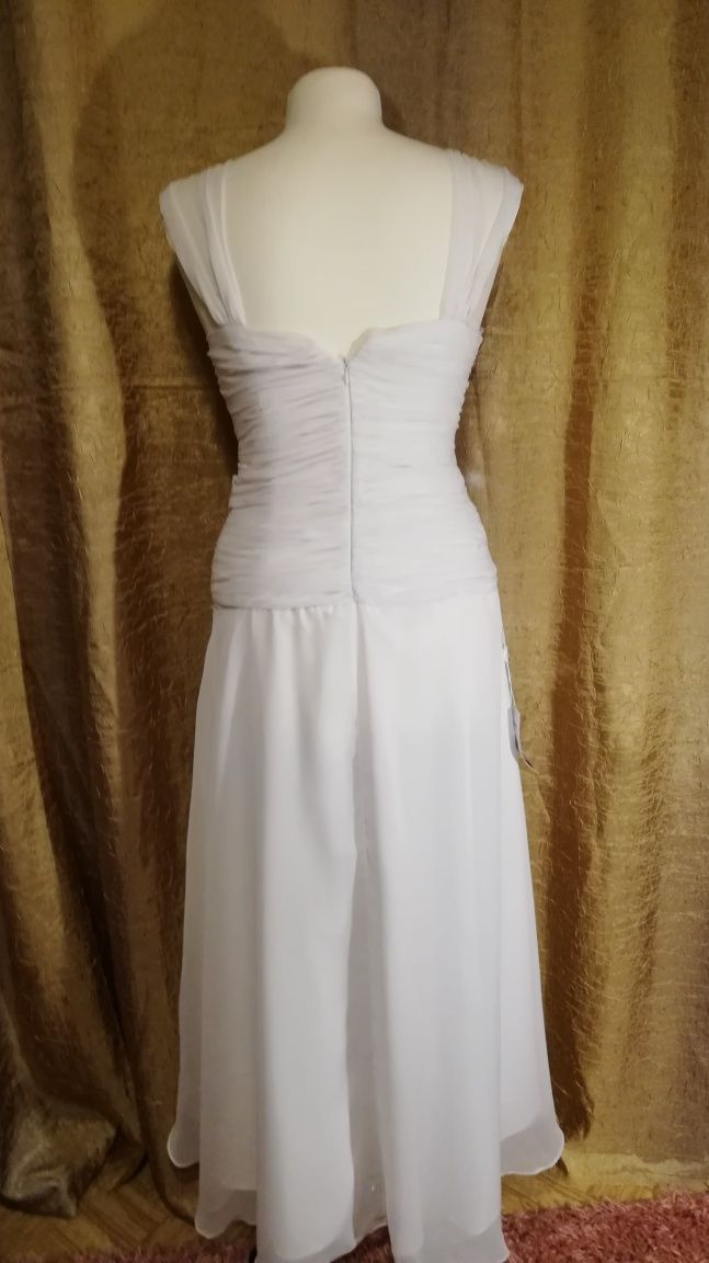 Sukienka asymetryczna, zwiewna XS biała lub oliwkowa