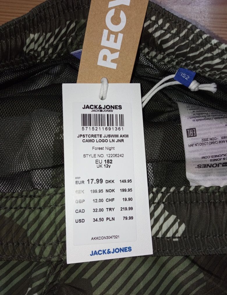 Szorty spodenki chłopięce kąpielowe Jack & Jones rozm 152