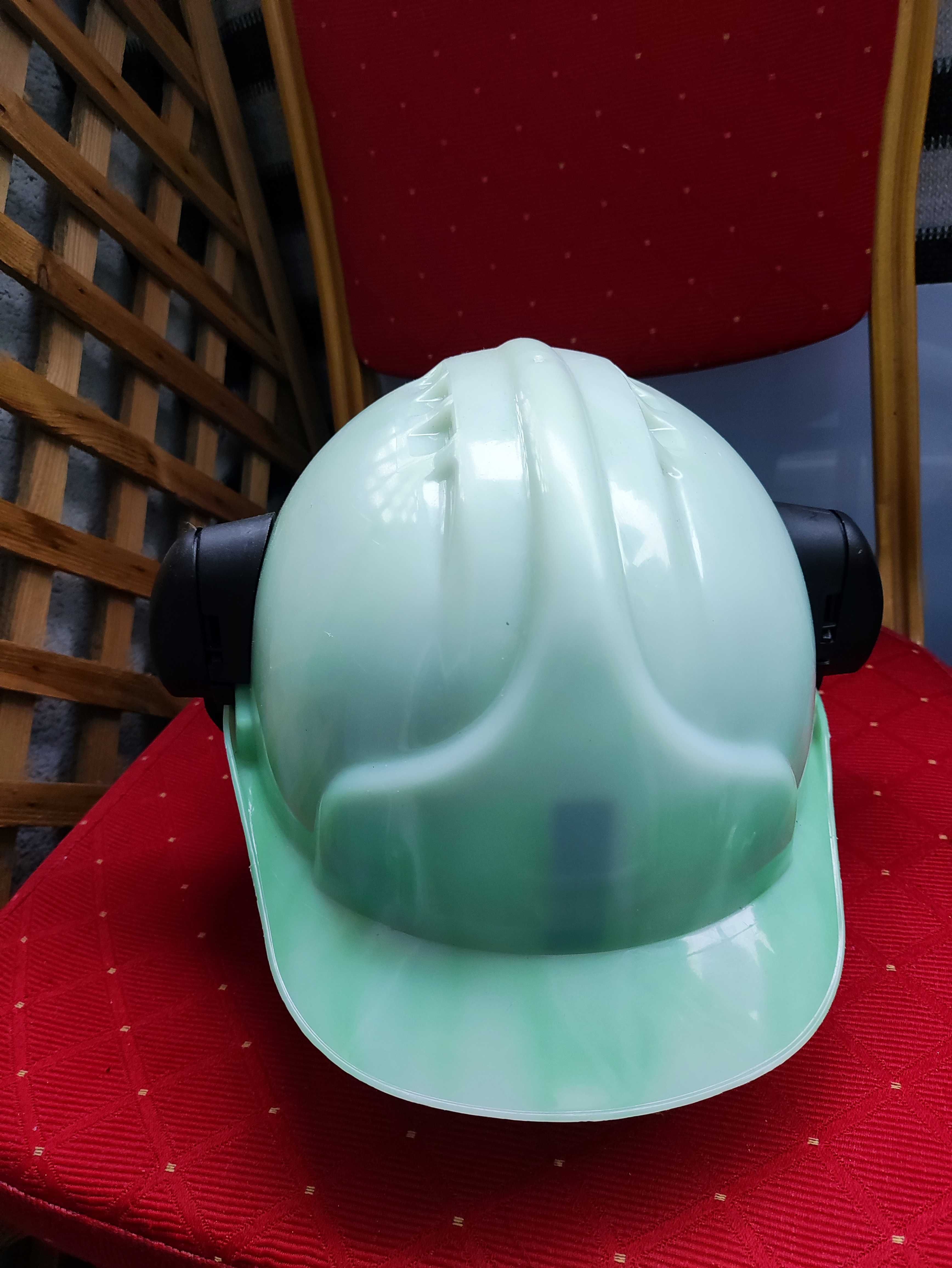 Kask Budowlany Ochronny Nauszniki Słuchawki Okulary ochronne pilarz