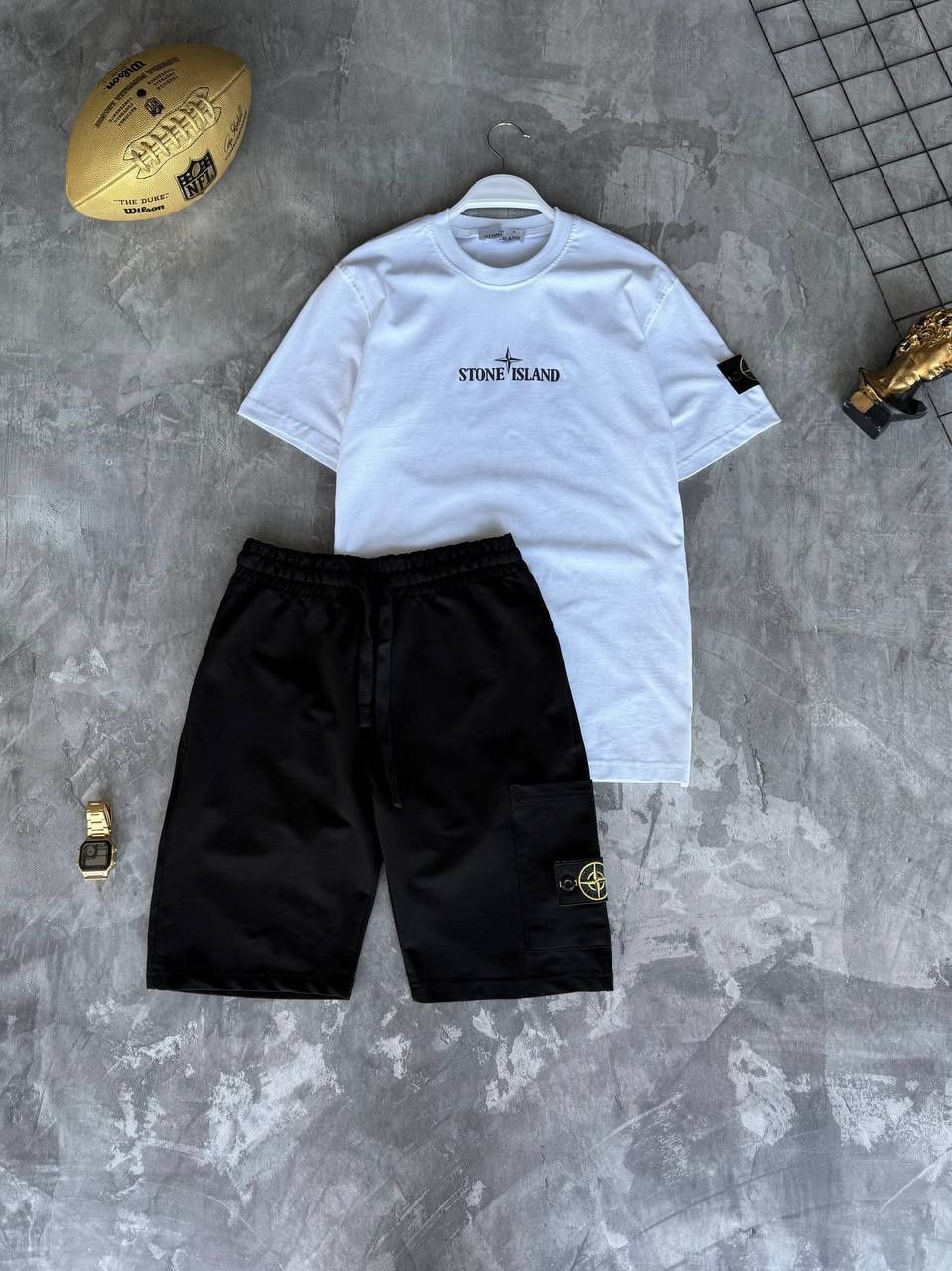Stone Island | Чоловічий комплект: футболка + шорти | Premium Quality