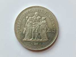 Francja 50 franków 1974 Herkules stan 1/1- Oryginał Srebro