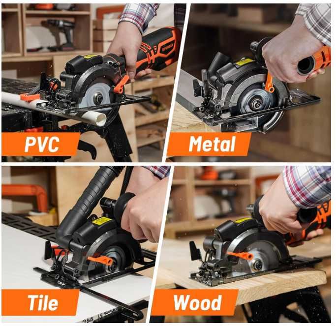 Mini piła tarczowa z laserem DOVAMAN 710W + akcesoria