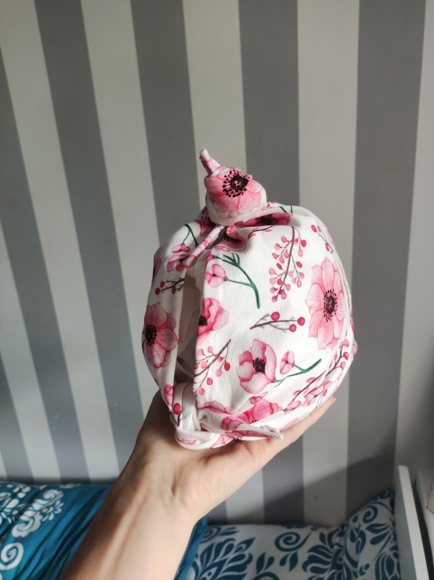 Czapka chustka letnia handmade uniwersalna wiązana regulacja 40-56 cm