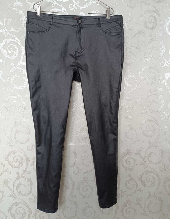 р 20 / євро 48 / 54-56 чорні штани брюки джинси під шкіру великі батал