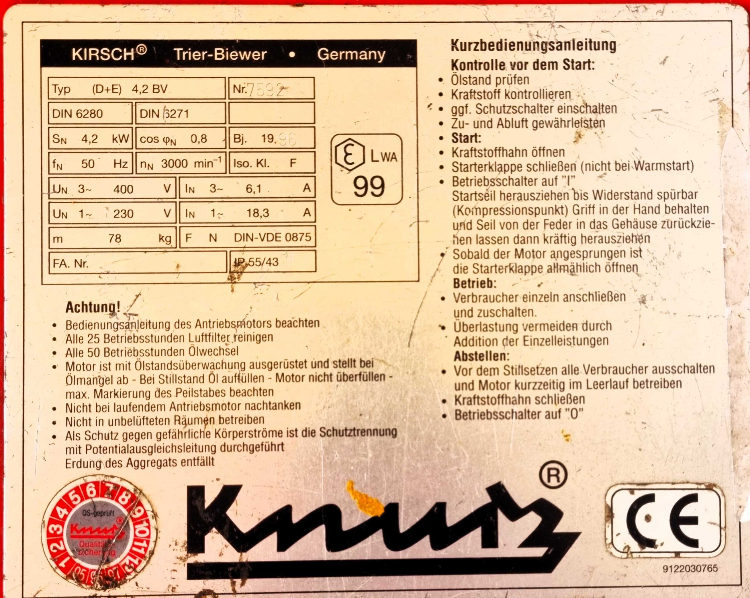 Agregat prądotwórczy Knurz