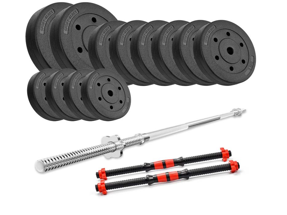 ZESTAW kulturystyczny 36kg SZTANGA obciążenia Z GRYFEM NAKŁAD Ł