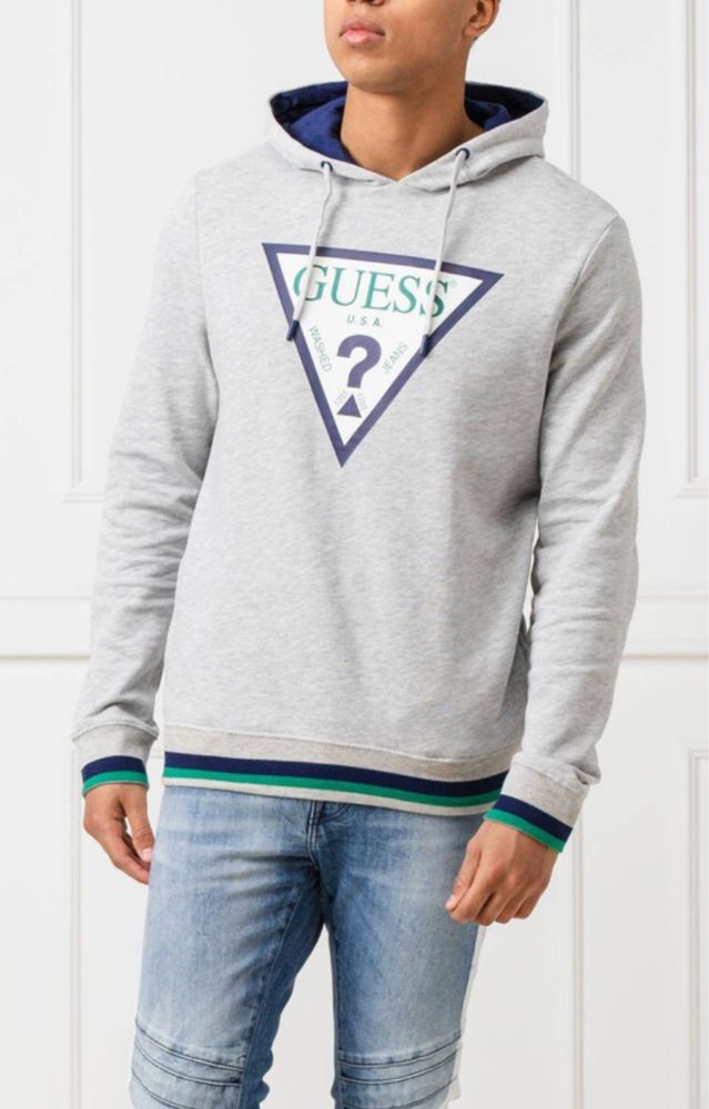 Szara bluza męska z kapturem Guess Perce, S M