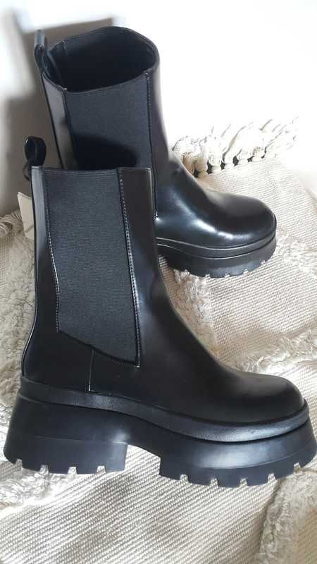 Nowe z metką botki Zara z ekoskóry