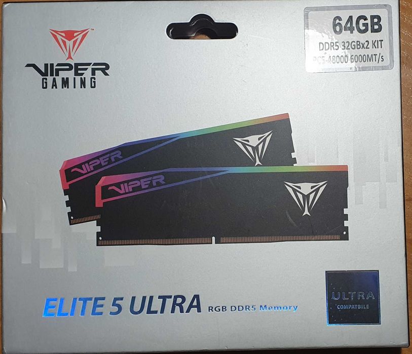 PATRIOT 64 GB (2x32GB) DDR5 6000 MHz Viper Elite 5 Ultra RGB CL28