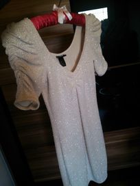 Sukienka H&M beżowa nude Brokat 34 xs