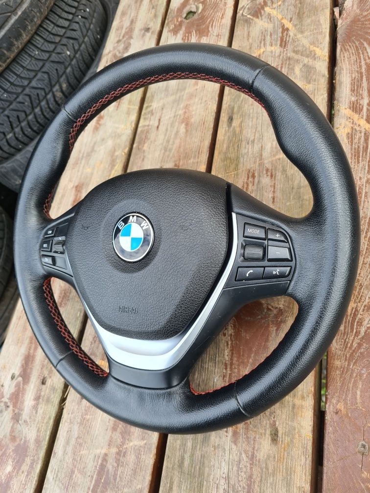 Kierownica Sport Line BMW F30 F31 czerwona nić multifuncja airbag podu