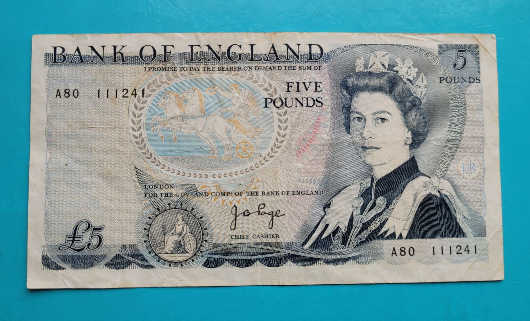 Banknot 5 funtów 1971 - Elizabeth II - Wielka Brytania. (550)