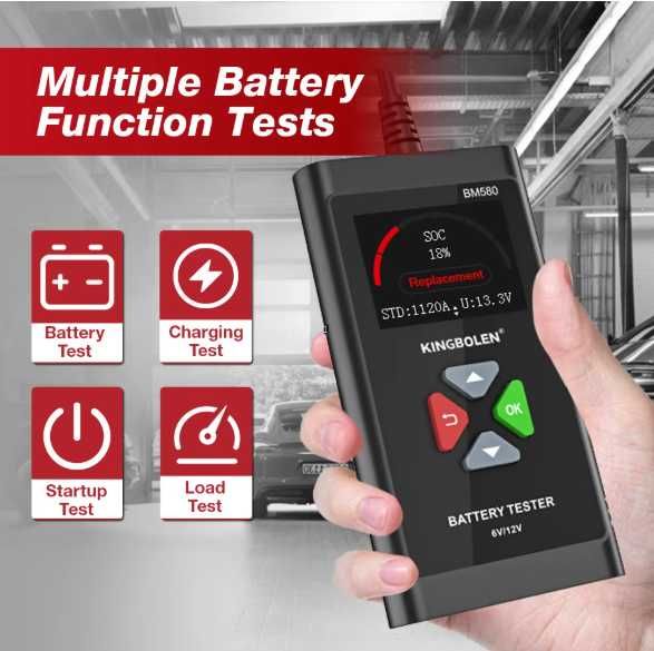 Тестер АКБ KINGBOLEN BM580.Тестер акумуляторів 6V / 12V