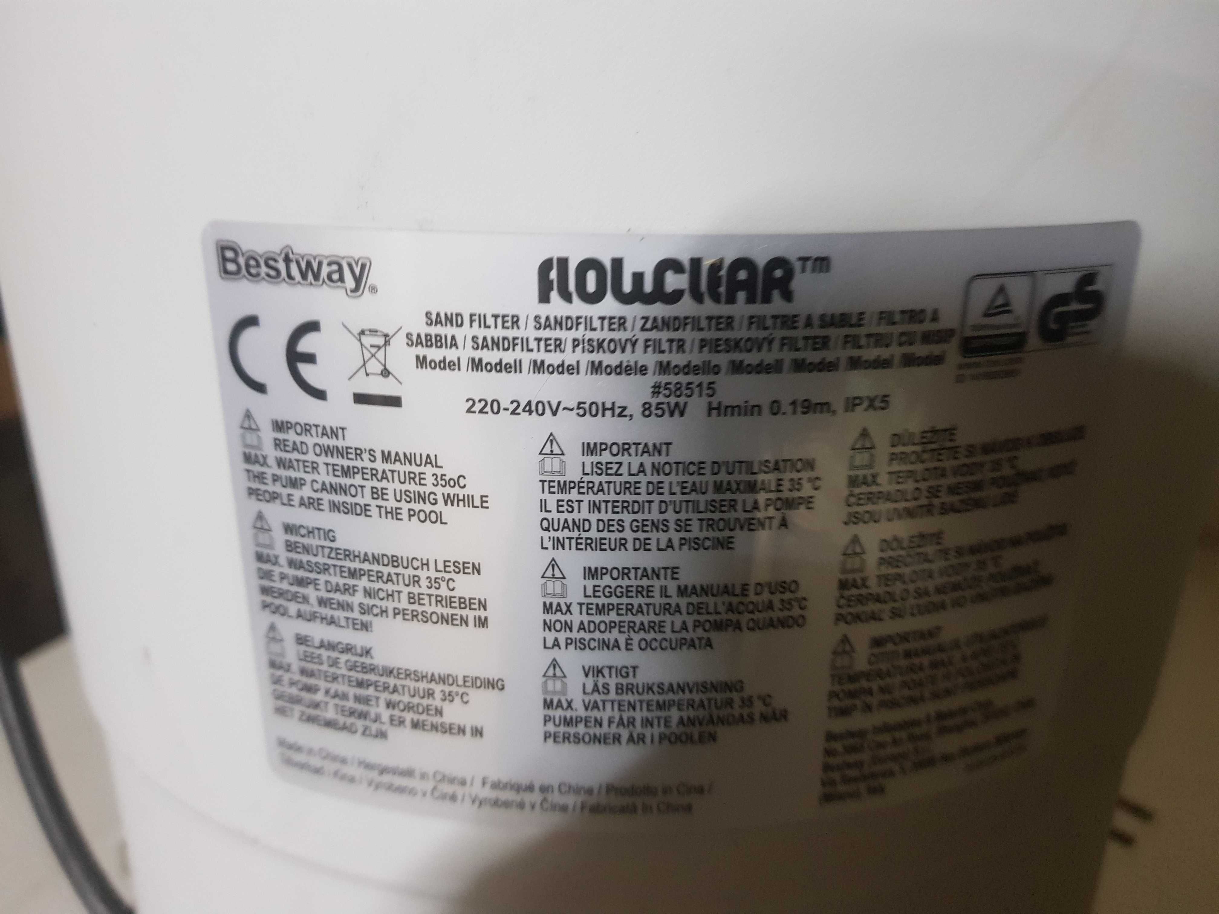Filtr Piaskowy z pomba basenową do basenu Bestway 58515 Flowclear