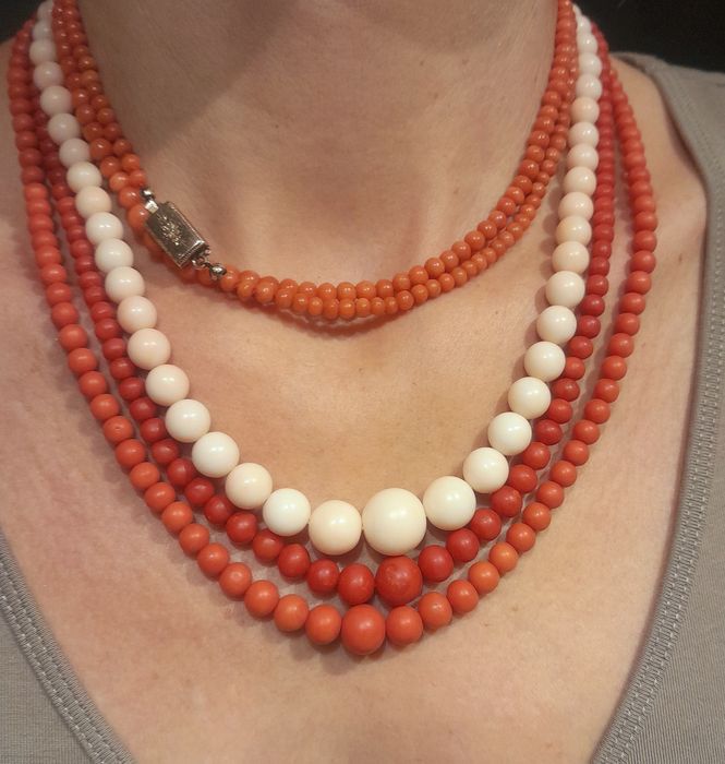 Zabytkowy Naszyjnik Złoto 750 Koral nat. WYCENA