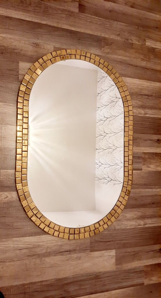 Lustro owalne, kwadratowe 60x90 złote ścienne.
