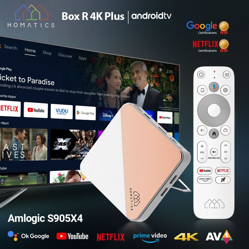 HOMATICS Box R 4K Plus 4/32GB Amlogic S905X4 WiFi6 NETFLIX SmartTV Box