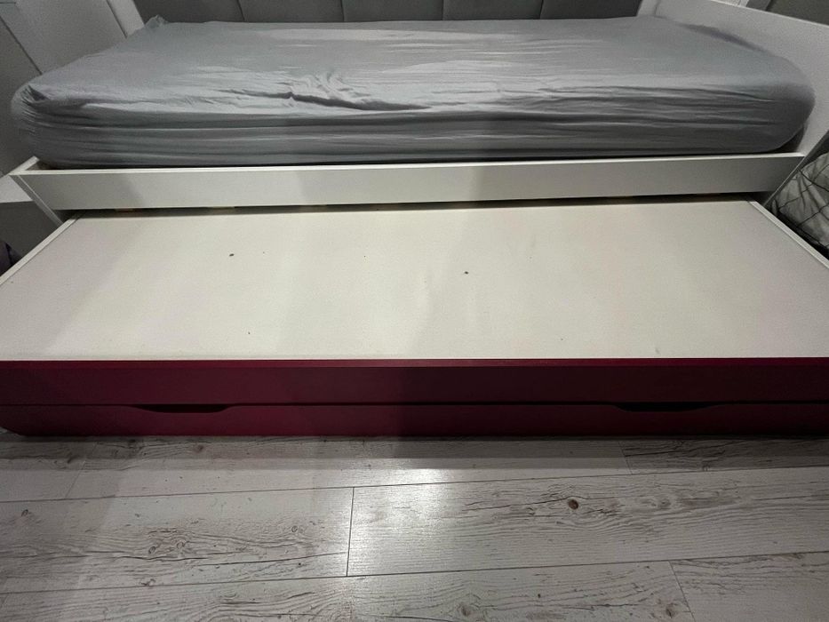 Łóżko z materacami rozm 90x200, fuksja