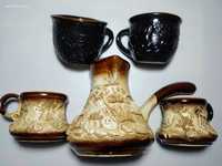 Кофейный набор украина керамика турка, чашка, лейки, утеплитель чашки