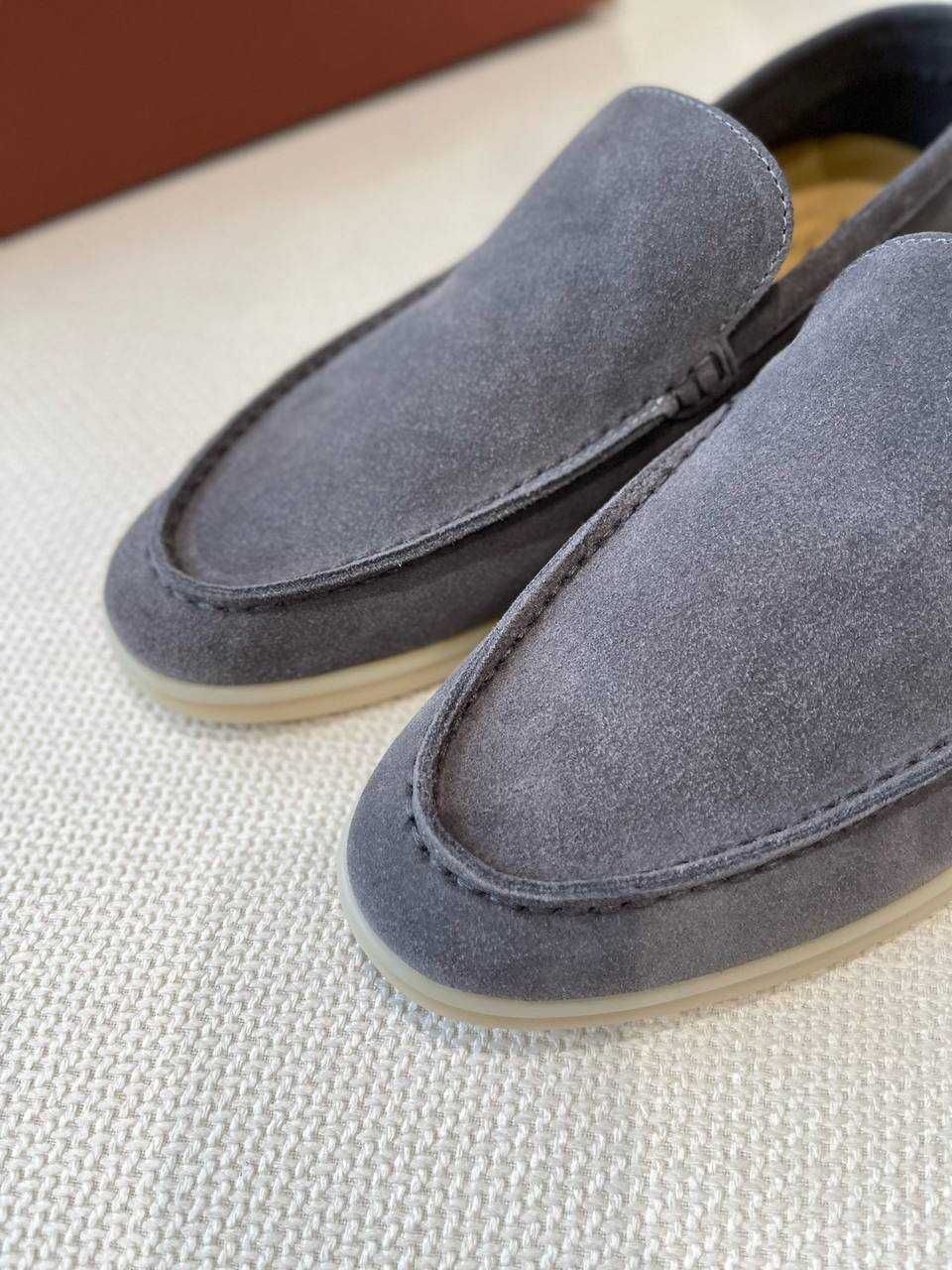 Мужские серые лоферы Loro Piana Summer Walk чоловічі лофери Лоро Піана