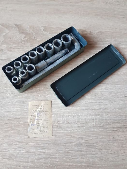 Oryginalne Klucze Nasadowe RWA 7-19 Metal Katowice 1983r PRL Nasadkowe