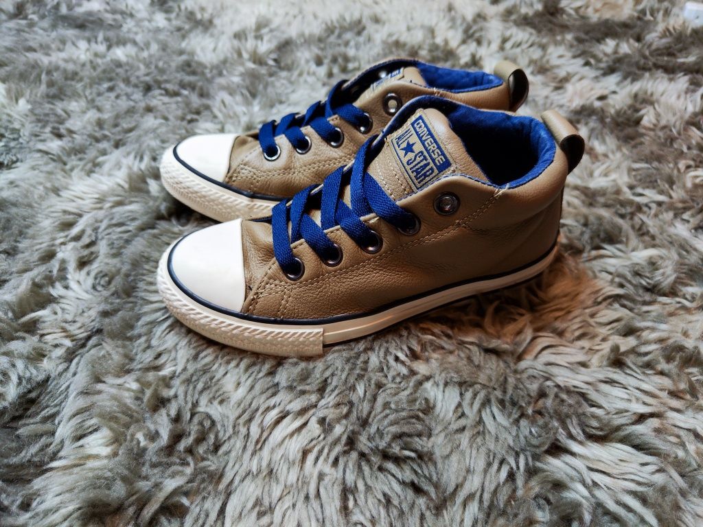 Шкіряні CONVERSE ALL STAR Beige Leather Mid Top Shoes 650072C 32 ориг