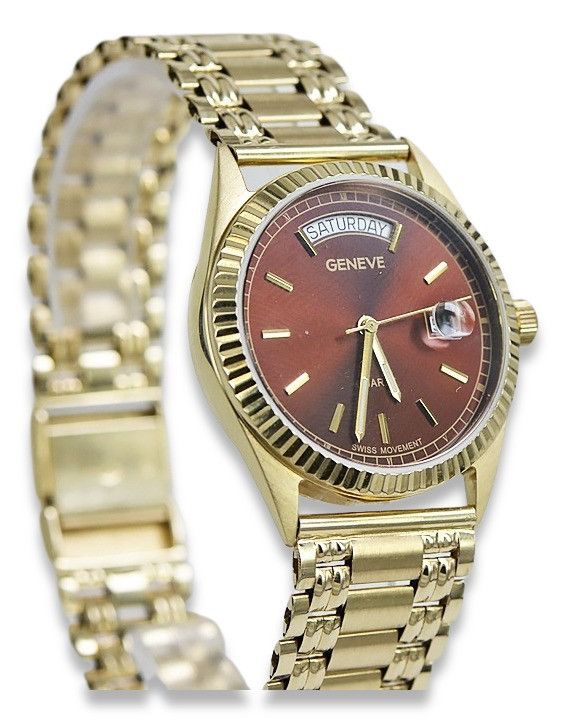 Złoty zegarek z bransoletą męski 14k Geneve mw013ydbr&mbw006y Wrocław