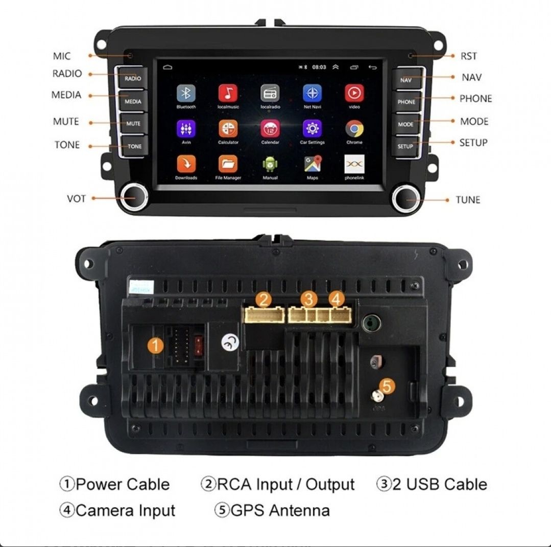Автомагнитола 2Din Android,Volkswagen Golf 5  Polo Passat B6 Touran