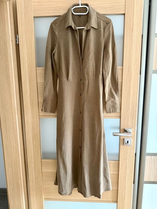Sukienka Massimo Dutti szmizjerka khaki