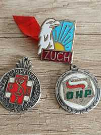 Zestaw odznak: Zasłużony Działacz Polskiej Służby Zdrowia, OHP, Zuch