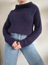 Granatowy wełniany sweter Next