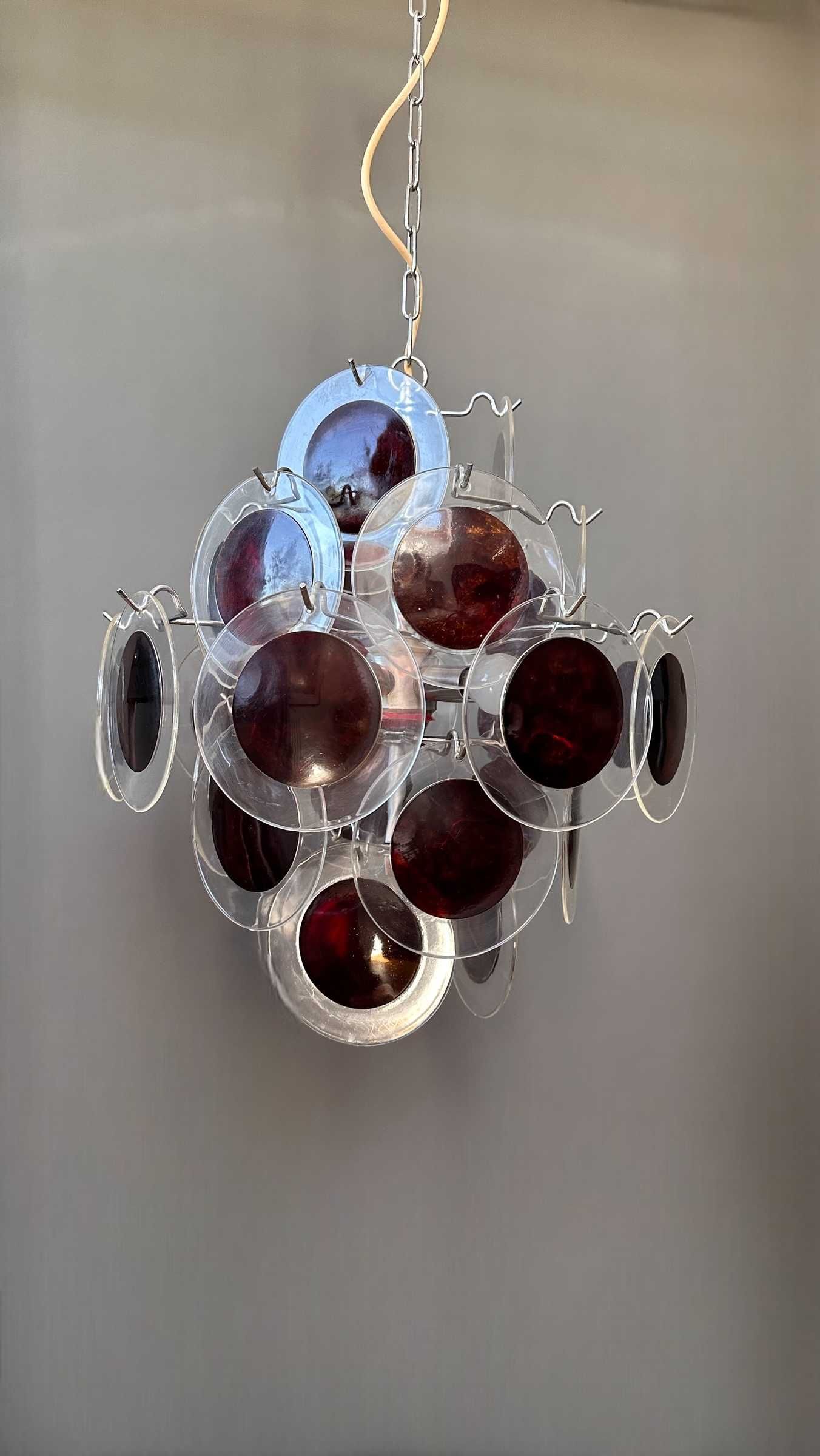 Wisząca lampa w stylu Gino Vistosi akrylowe dyski Space Age