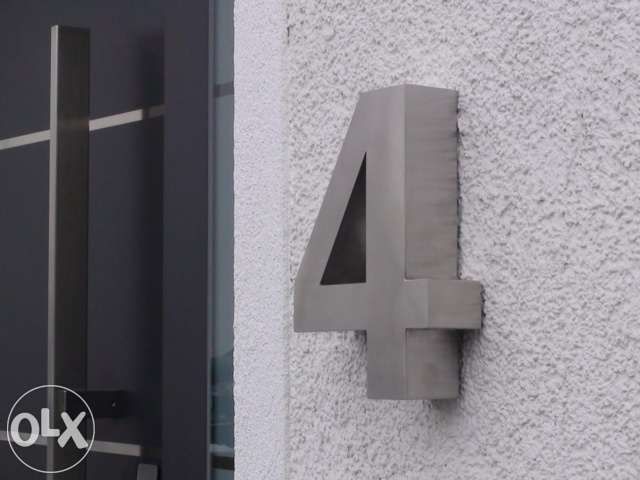 Números residenciais de Inox - Nr. 4 em 3D para Portas ou Entradas