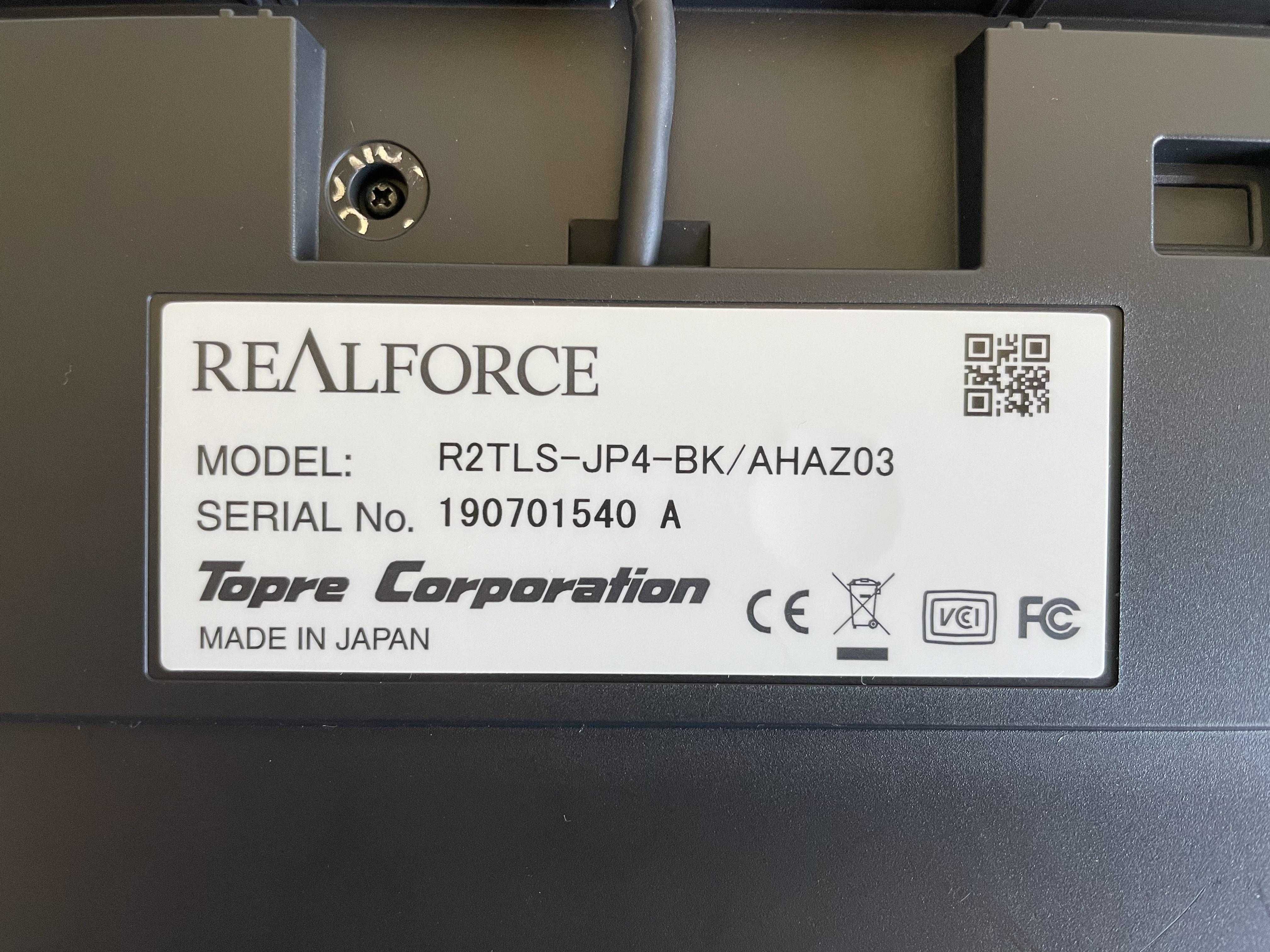 Teclado Topre Realforce TKL R2TLS-JP4-BK