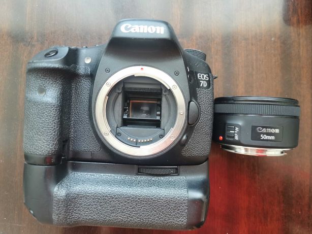 Canon 7d +karta 16gb + grip + obiektyw 50mm 1.8 stm