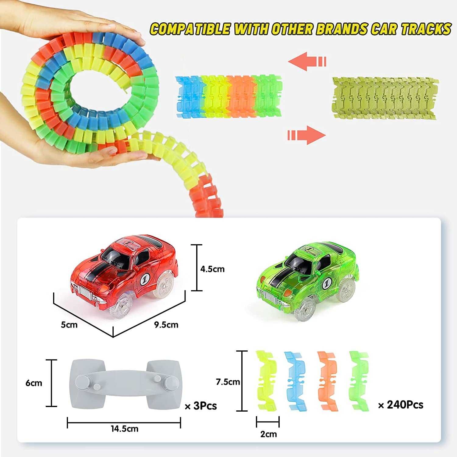 Glow Racing Track Car Set Led Light